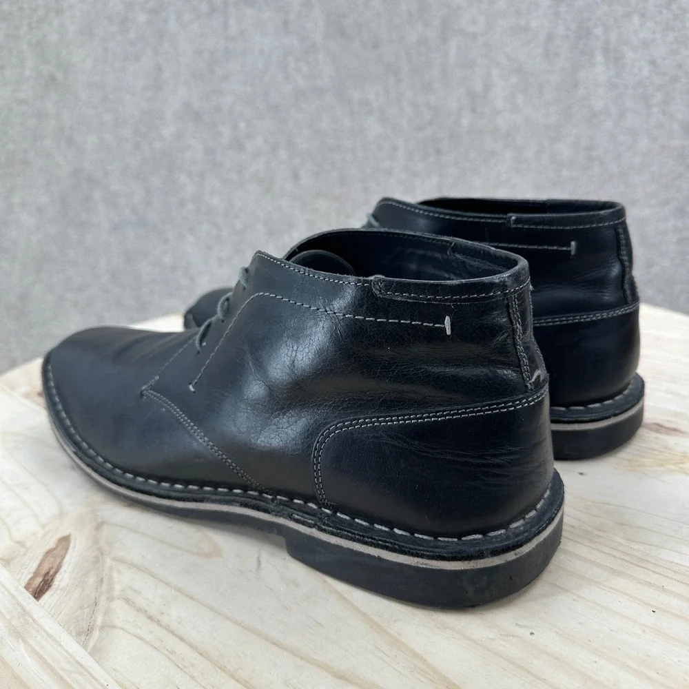 Steve Madden Black Leather Chukka Desert Ankle Boots Mens 13 Lace Up Oxford Shoe